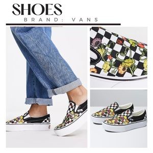 New W/ Box Vans Classic Poppy Checkerboard Slip On Platform Shoes